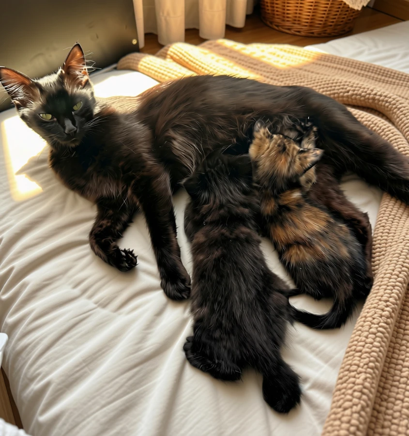 A young small-sized female Black Domestic Medium Hair cat named Ebony for adoption in San Jose, CA