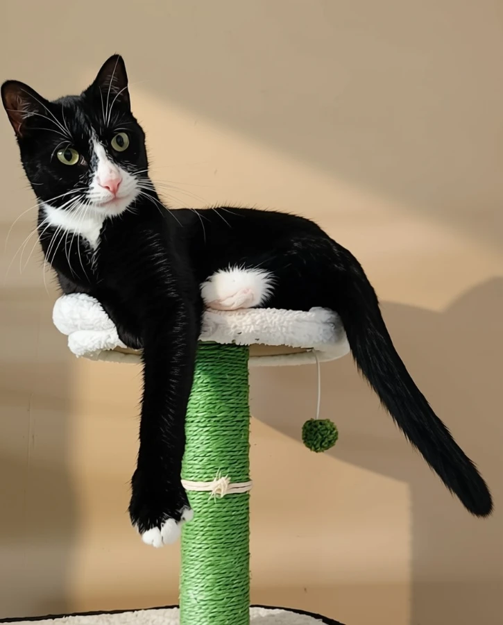 An adult medium-sized male Black & White / Tuxedo American Shorthair cat named Ai for adoption in San Jose, CA