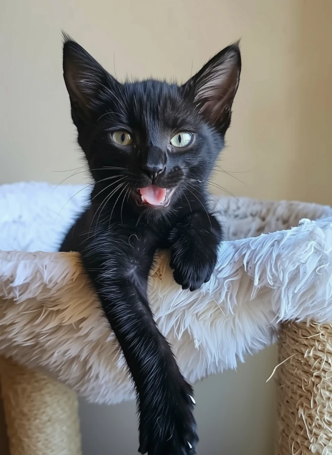 A baby small-sized male Black American Shorthair cat named Eclipse for adoption in San Jose, CA