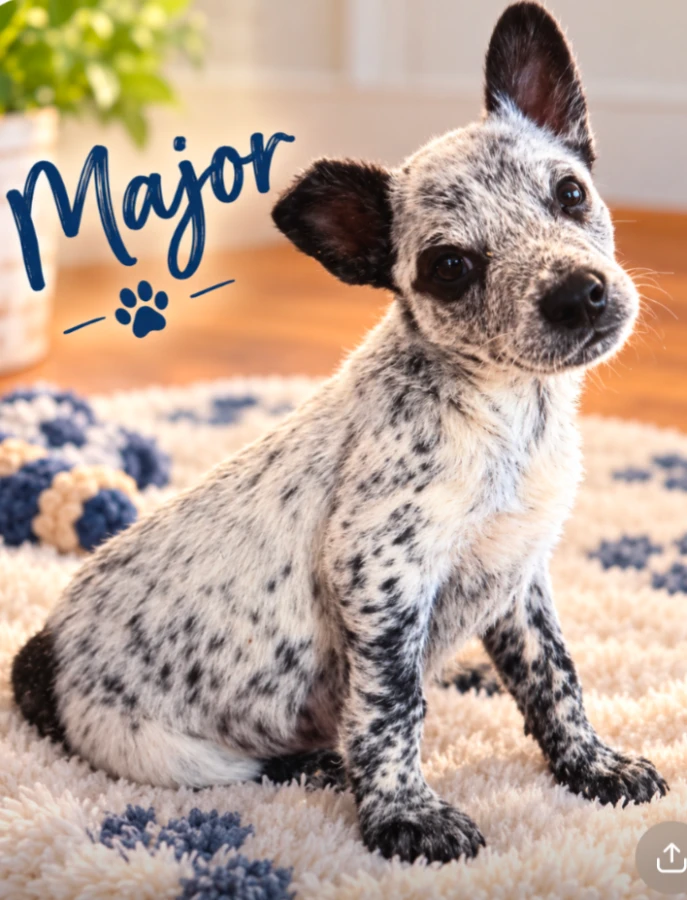 A baby large-sized male Australian Cattle Dog / Blue Heeler dog named Major for adoption in CHURCHVILLE, NY
