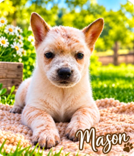 A baby large-sized male Australian Cattle Dog / Blue Heeler dog named Mason for adoption in CHURCHVILLE, NY