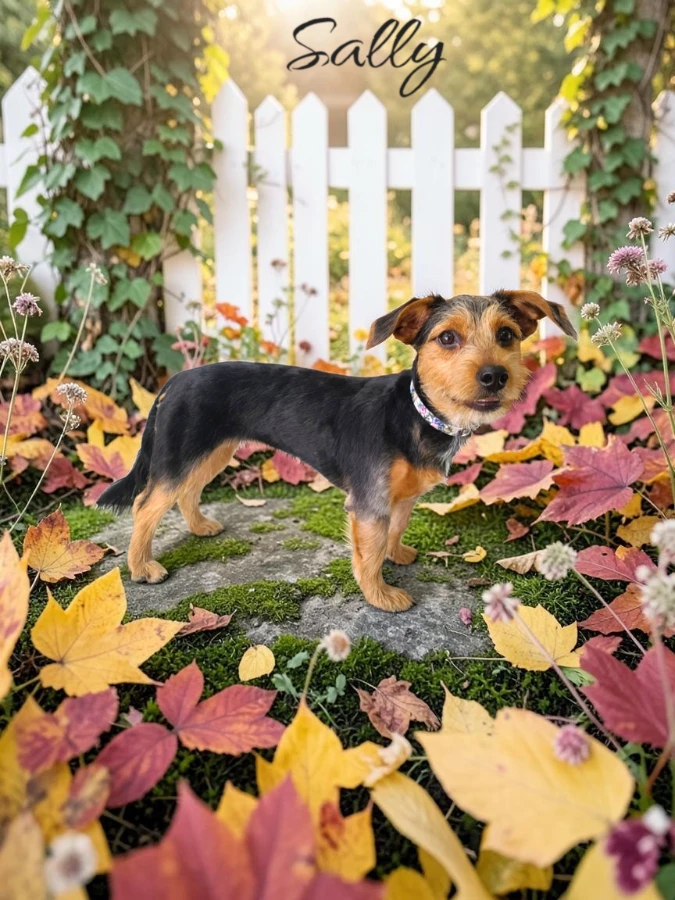 A baby small-sized female Tricolor (Brown, Black, & White) Rat Terrier dog named Sally for adoption in CHURCHVILLE, NY